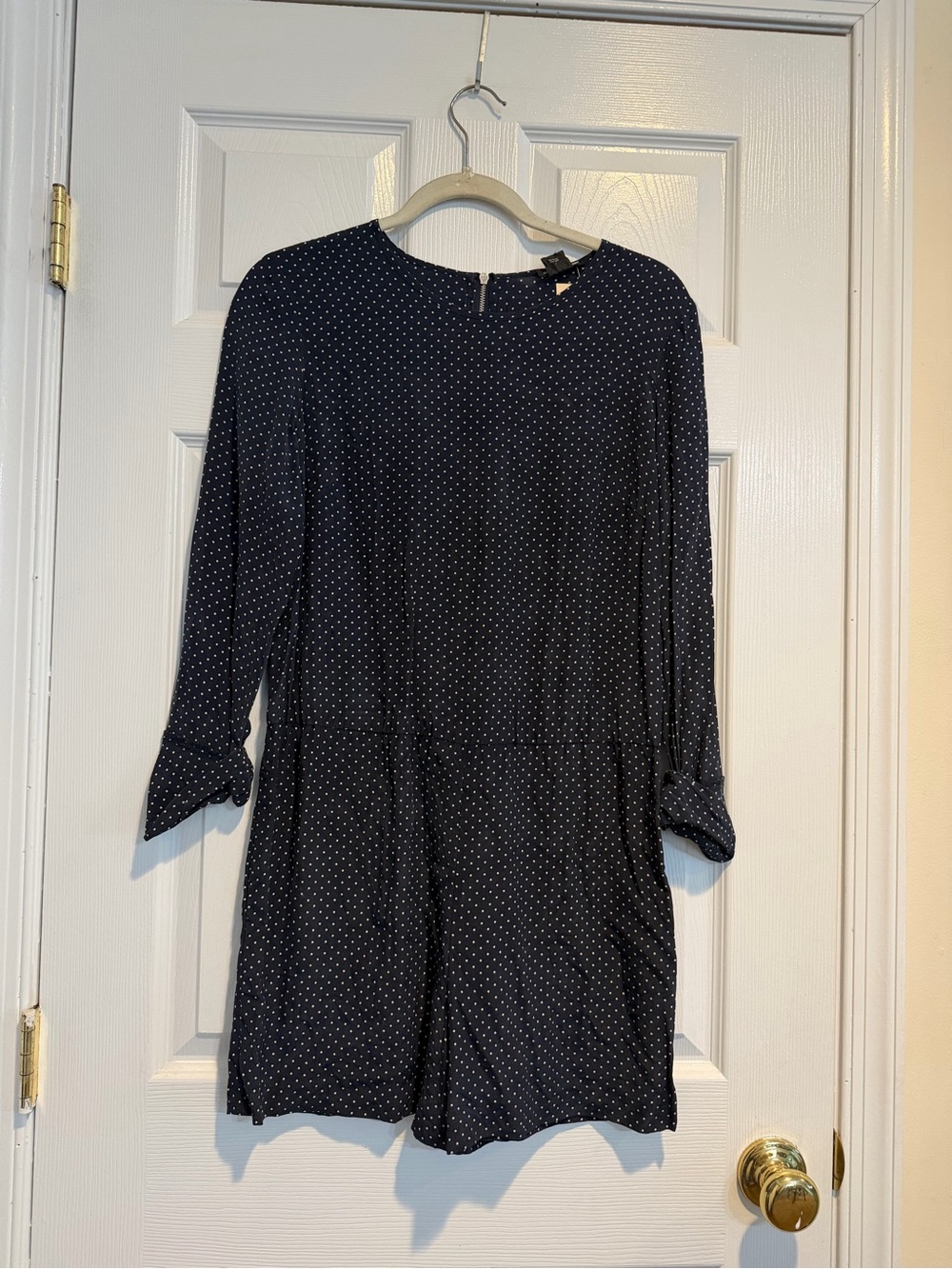 Club Monaco Navy Polka Dot Long-Sleeve Jumper Shorts Set